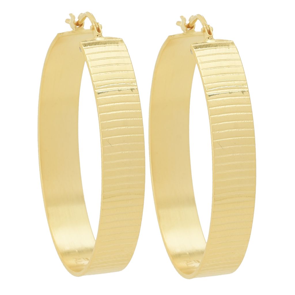 Toscana Italiana 18K Gold Plated Choice of Finish 1.5" Hoop Earrings by Steals