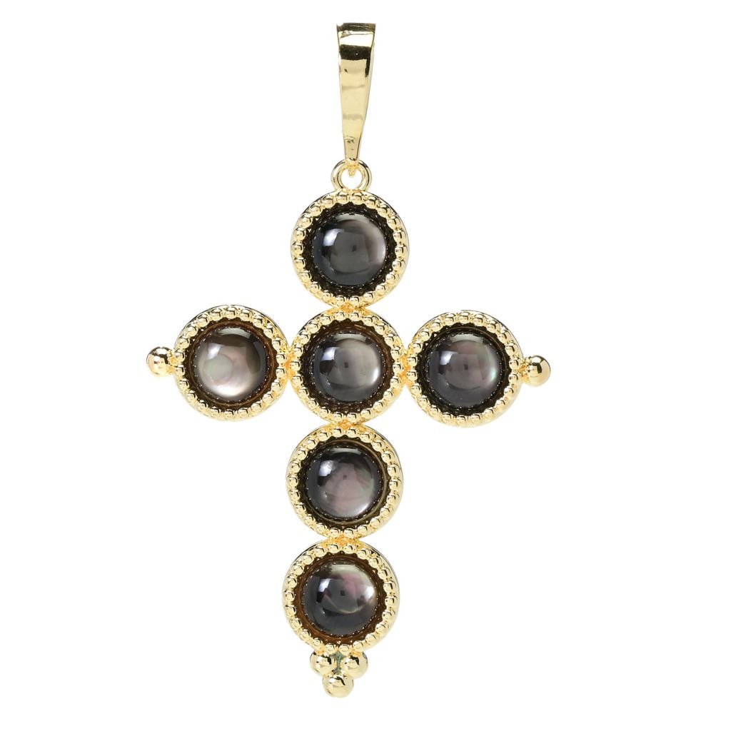 Toscana Italiana 18K Gold Plated Choice of Gemstone Cross Enhancer Pendant by Steals