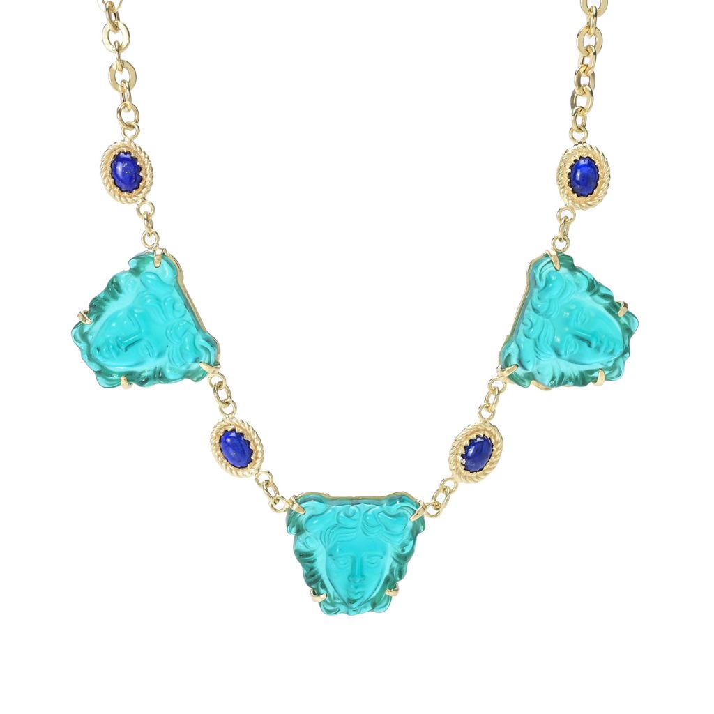 Tagliamonte 18K Gold Plated Venetian Glass Medusa & Lapis Necklace by Steals