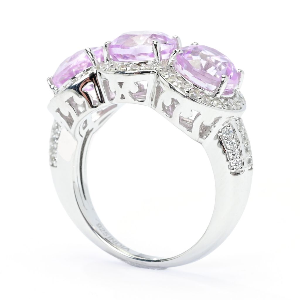 Gem Treasures Sterling Silver 5.90ctw Kunzite & Zircon Ring by Steals