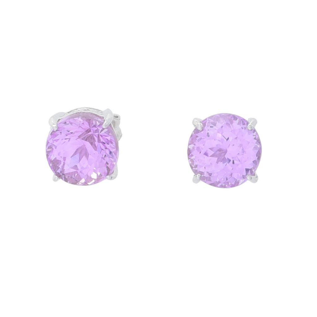 Gem Treasures Sterling Silver 3.60ctw Round Kunzite Stud Earrings by Steals