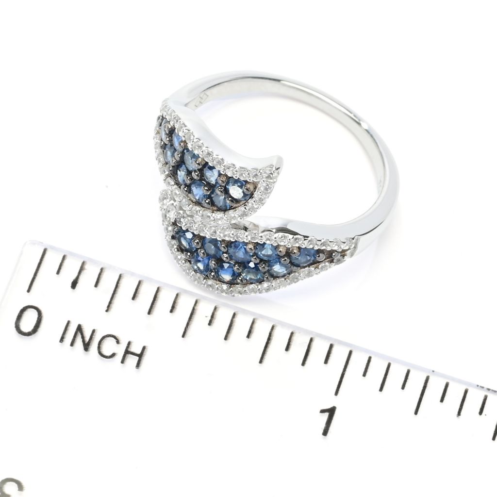 Gem Treasures 1.28ctw Ceylon Sapphire & Zircon Wave Bypass Ring by Steals