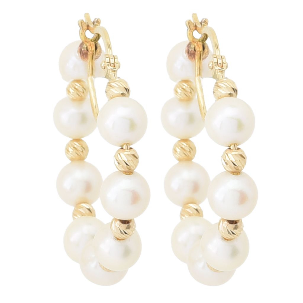 Imperial Pearl Freshwater Cultured Pearl Bead Hoop Earrings by Steals