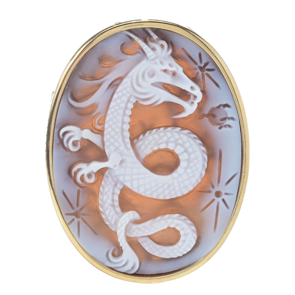 Cameo Italiano Limited Edition 48x35mm Oval Dragon Cameo Brooch Pendant by Steals