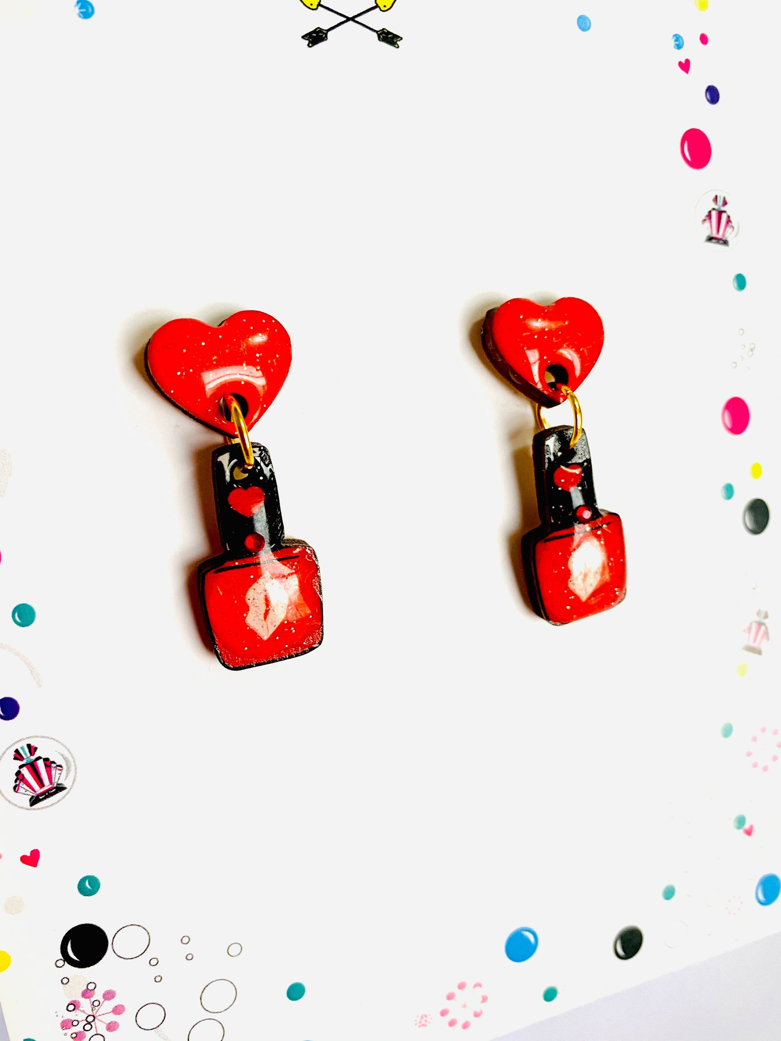 Valentine's Nail Polish Earrings by Rosie Rose Parker