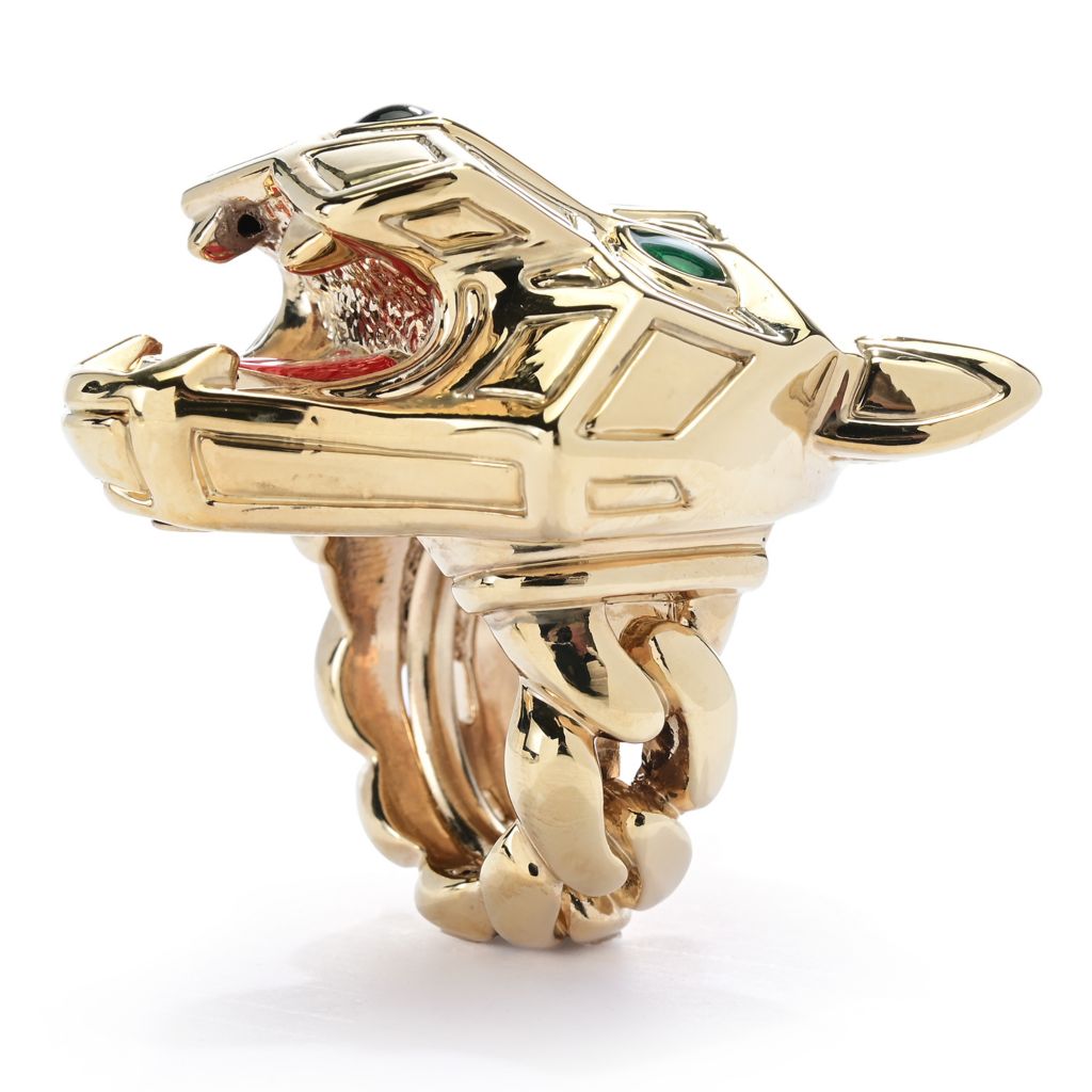 Graziella 23K Gold Plated Electroform Simulated Diamond Panther Ring by Steals