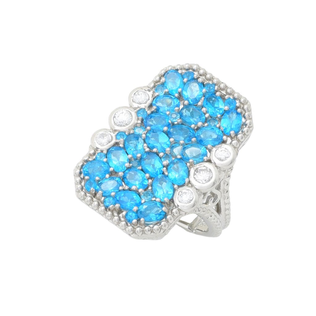Dallas Prince 4.66ctw Neon Apatite & White Zircon Cluster Elongated Ring by Steals