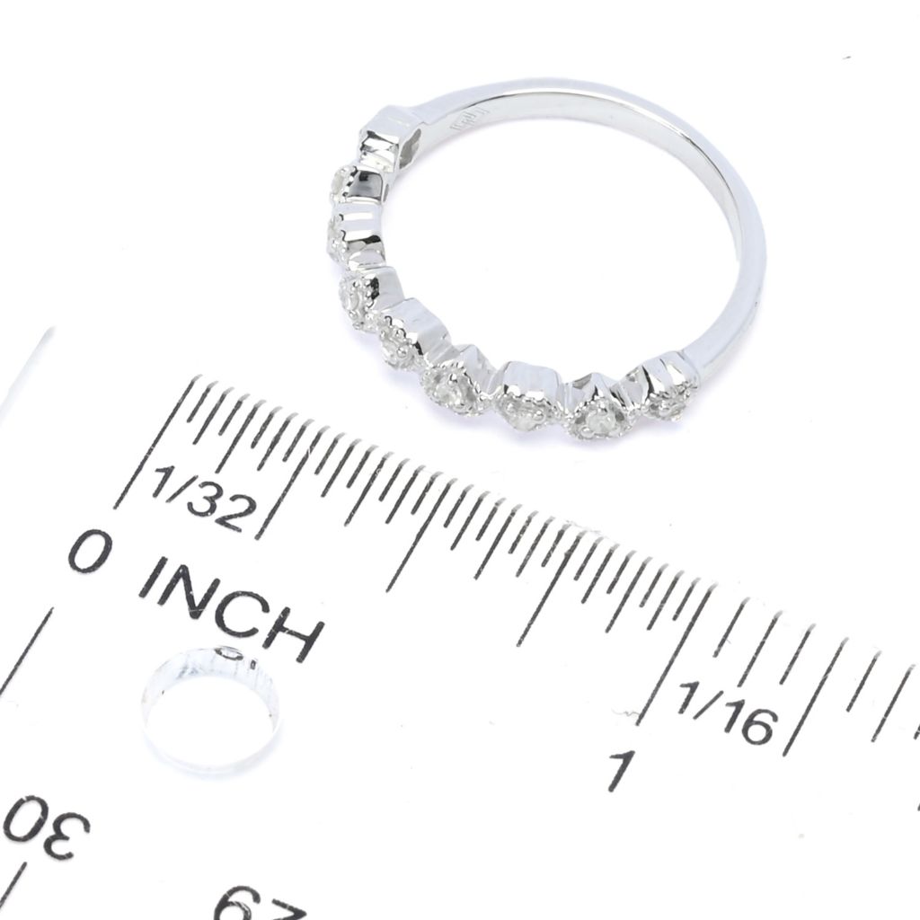 Diamond Treasures Sterling Silver 0.09ctw Pave Diamond Heart Band Ring by Steals