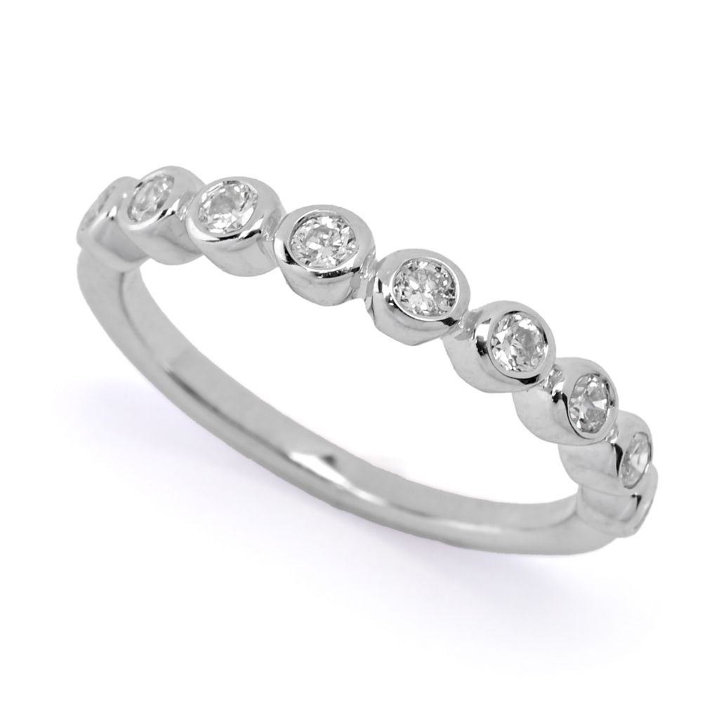 Diamond Treasures Sterling Silver 0.34ctw Bezel Set Diamond 9-Stone Ring by Steals