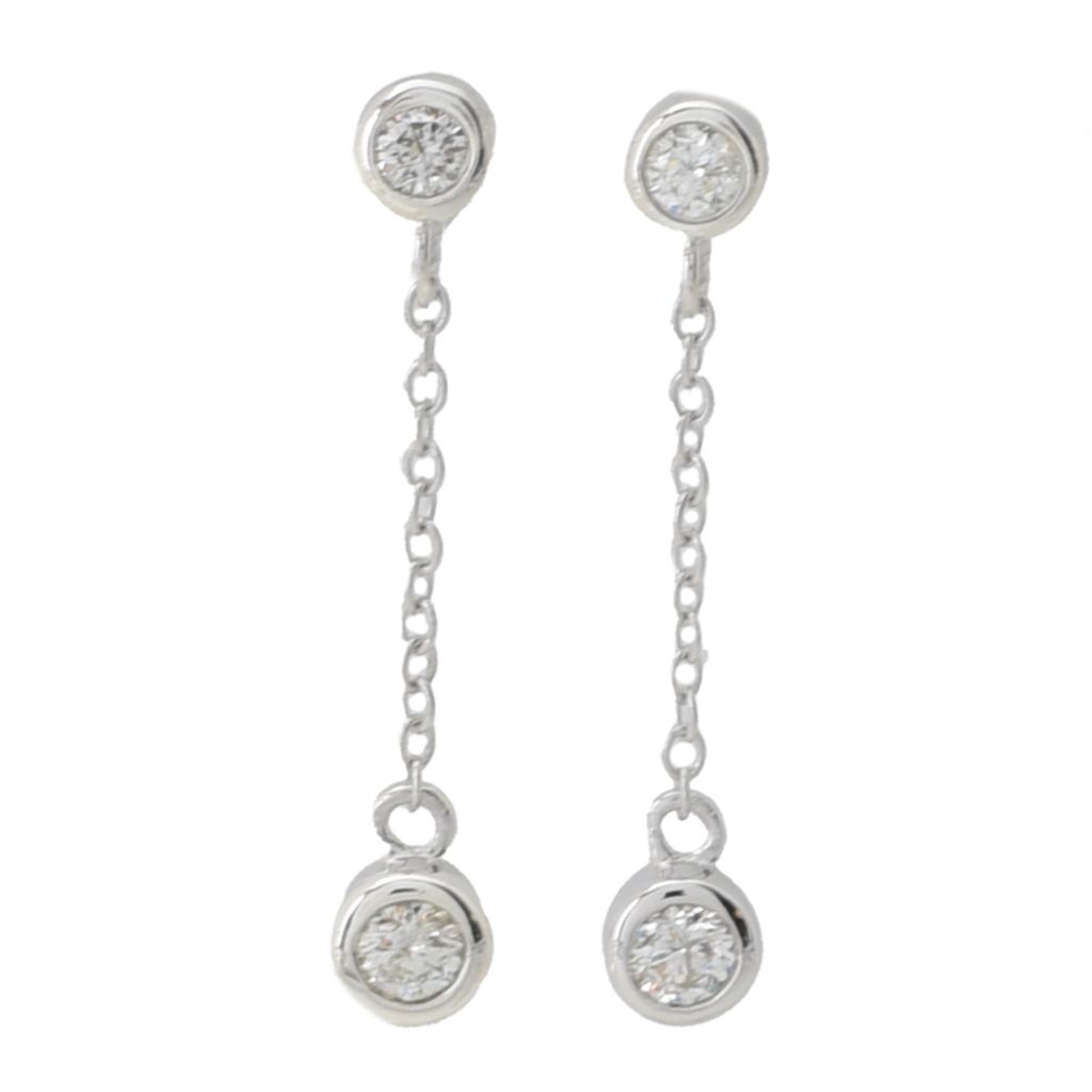 Diamond Treasures Sterling Silver 0.24ctw Bezel Set Diamond Drop Earrings by Steals