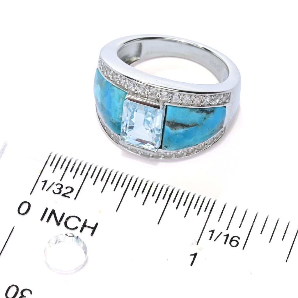 Elemental Gems Platinum Plated Choice of 10x8mm Turquoise Inlay & Gem Ring by Steals