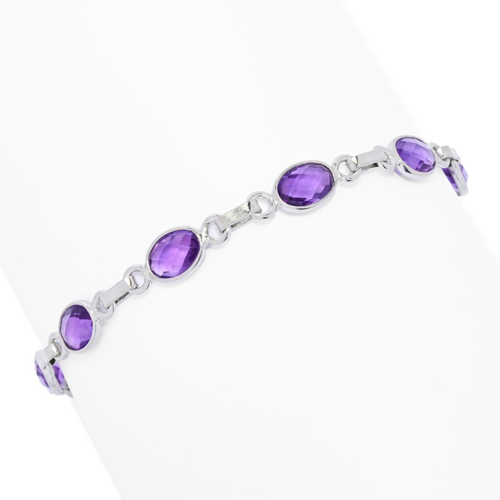 Elemental Gems Platinum Plated Choice of 7x5mm Oval Gemstone Bracelet by Steals