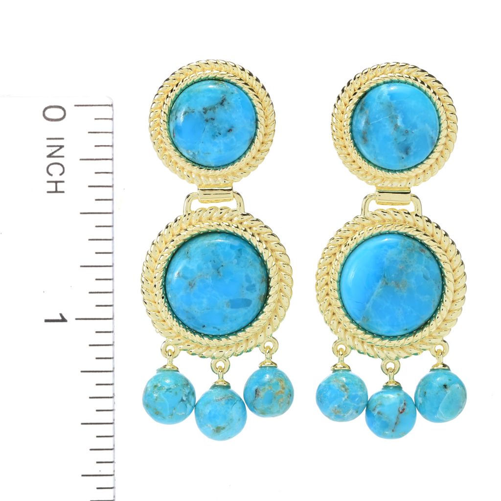 Elemental Gems 18K Gold Plated Mohave Turquoise Rope Detailed Drop Earrings by Steals