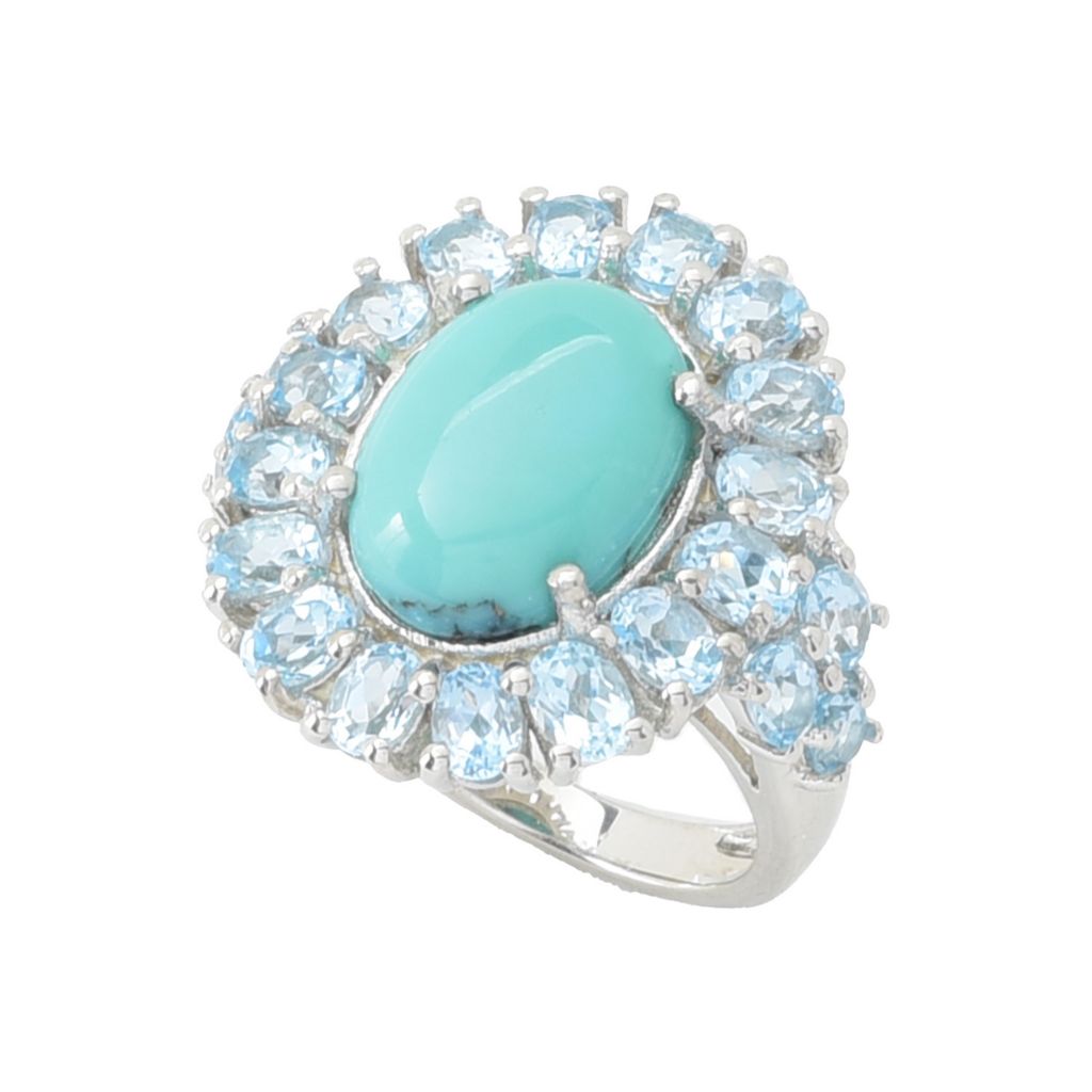 Elemental Gems 14x10mm Campitos Turquoise & Sky Blue Topaz Ring by Steals