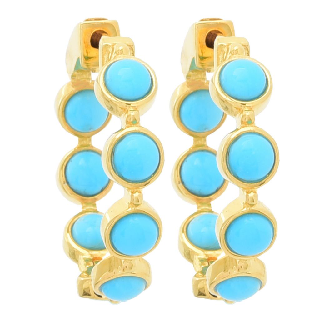 Elemental Gems 18K Gold Plated Choice of Gemstone Inside Out Hoop Earrings by Steals