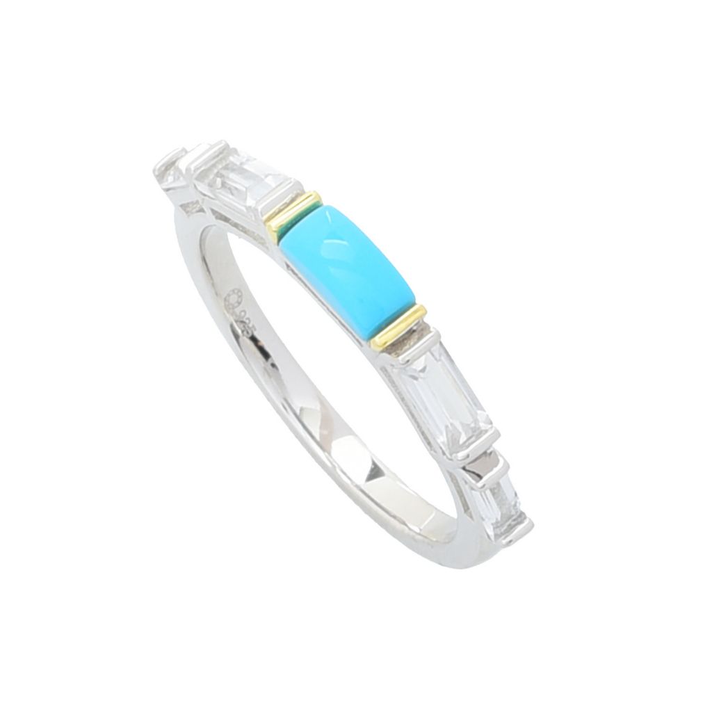 Elemental Gems Sleeping Beauty Turquoise & Baguette White Topaz Ring by Steals