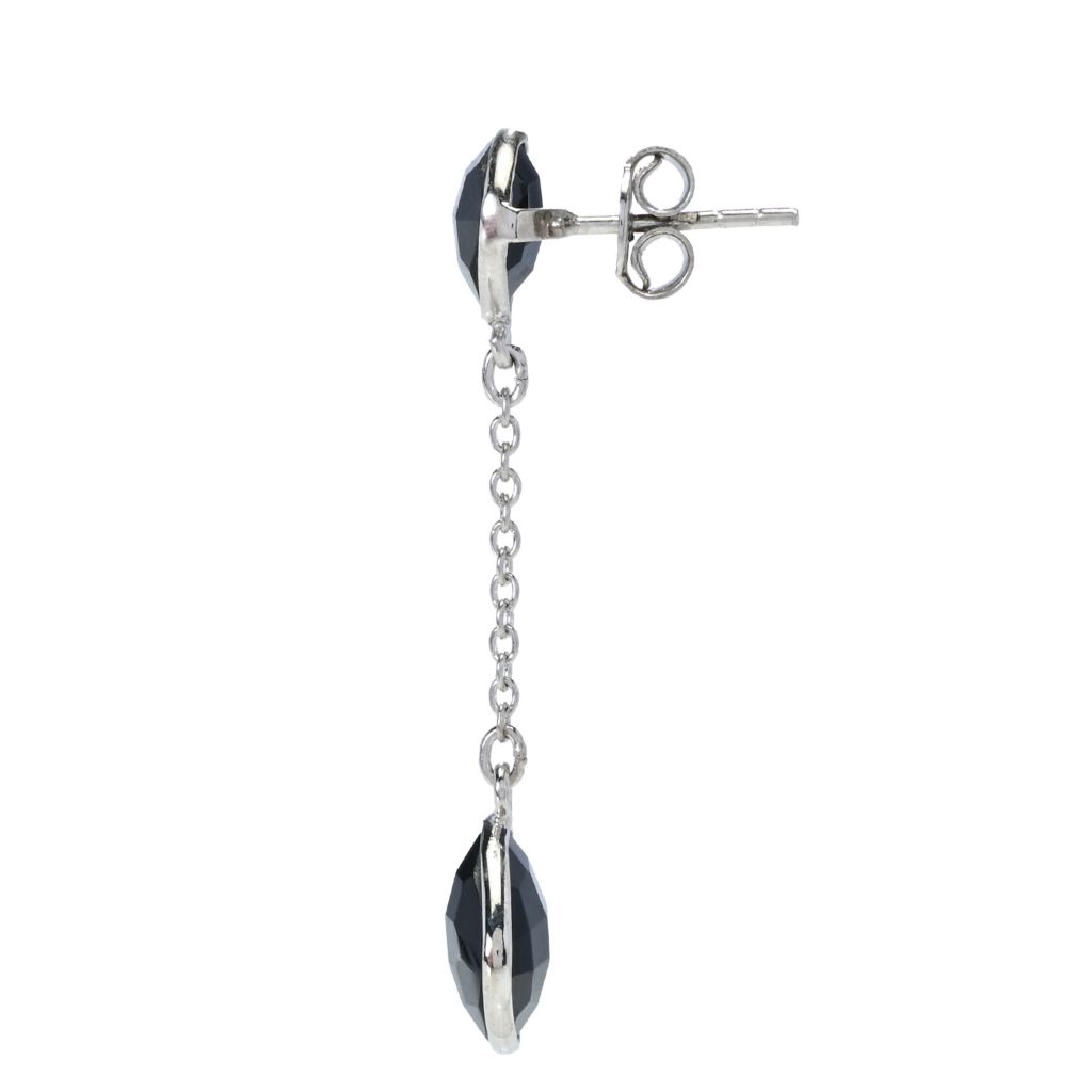 Elemental Gems Platinum Plated Cushion Shape Black Onyx Dangle Earrings by Steals