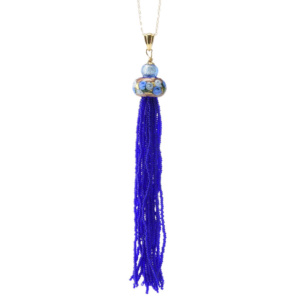 Il Murano di Francesca Murano Glass Bead Tassel Pendant w/ Chain by Steals
