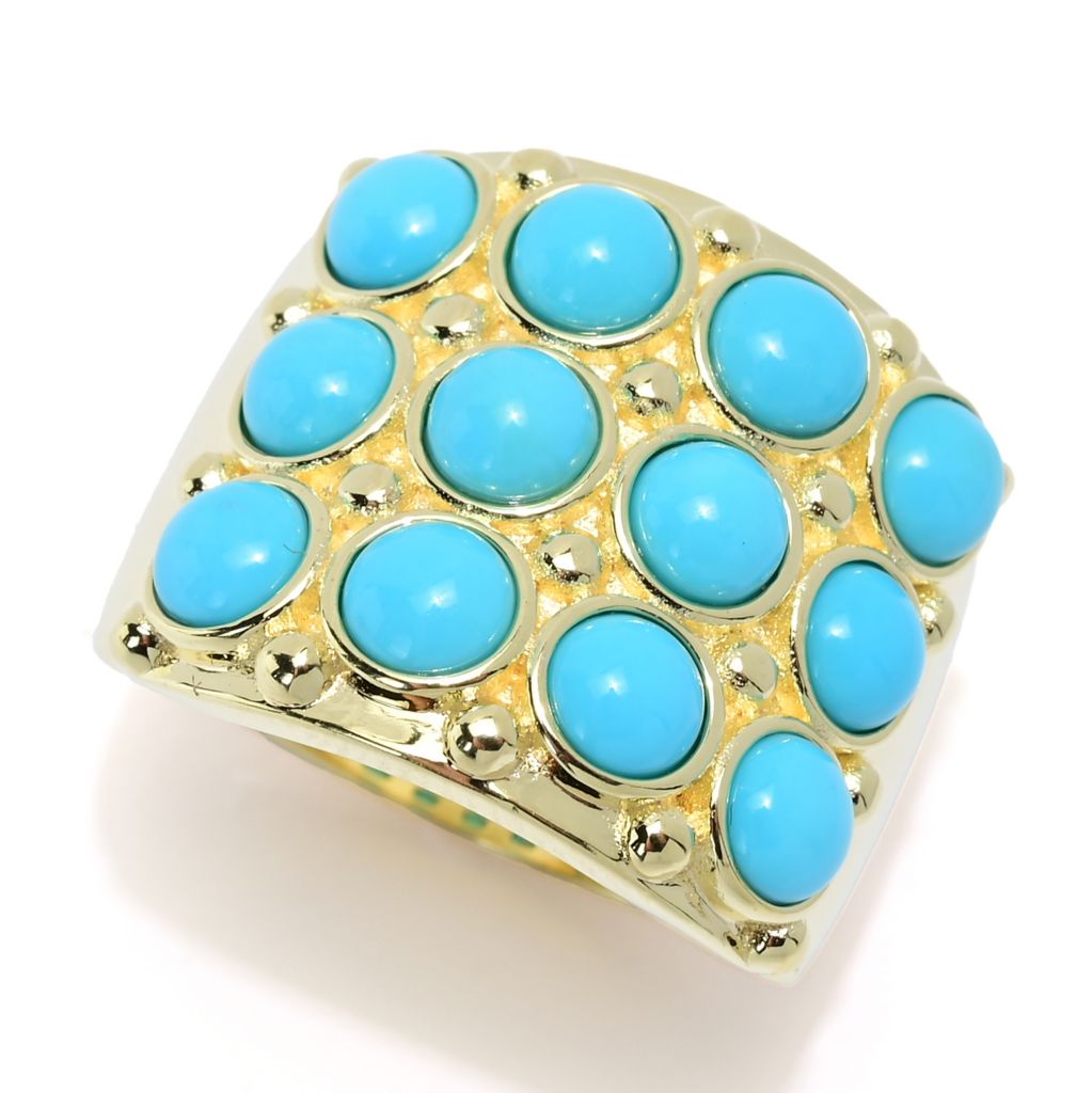 Elemental Gems Sleeping Beauty Turquoise Triple Row Wide Band Ring by Steals