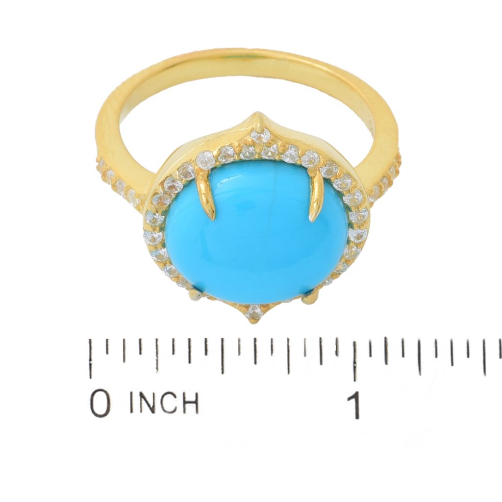Elemental Gems Sleeping Beauty Turquoise & Zircon East-West Ring by Steals