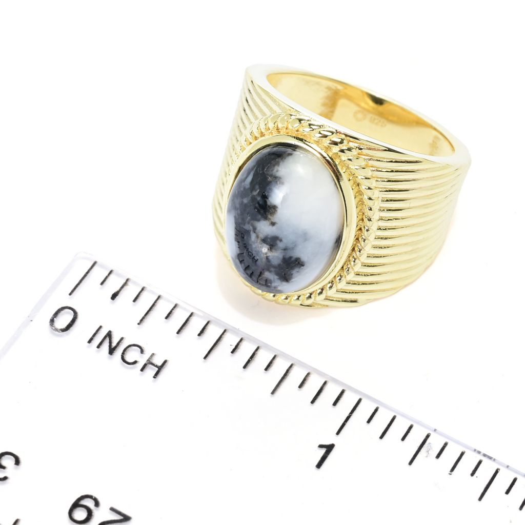 Elemental Gems 18K Gold Plated 14x10mm White Buffalo Textured Ring by Steals