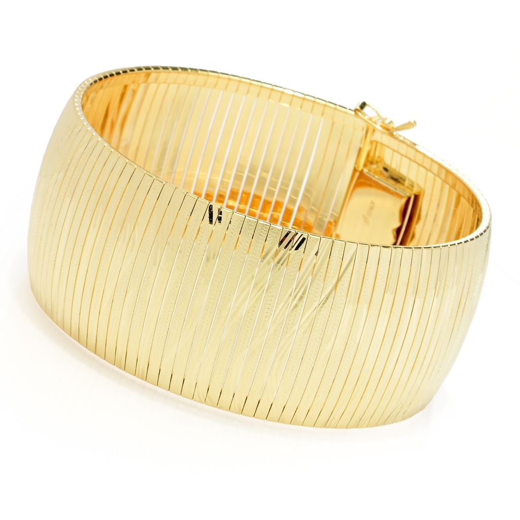 Toscana Italiana 18K Gold Plated "Tigre" Textured Wide Cuff Bracelet by Steals