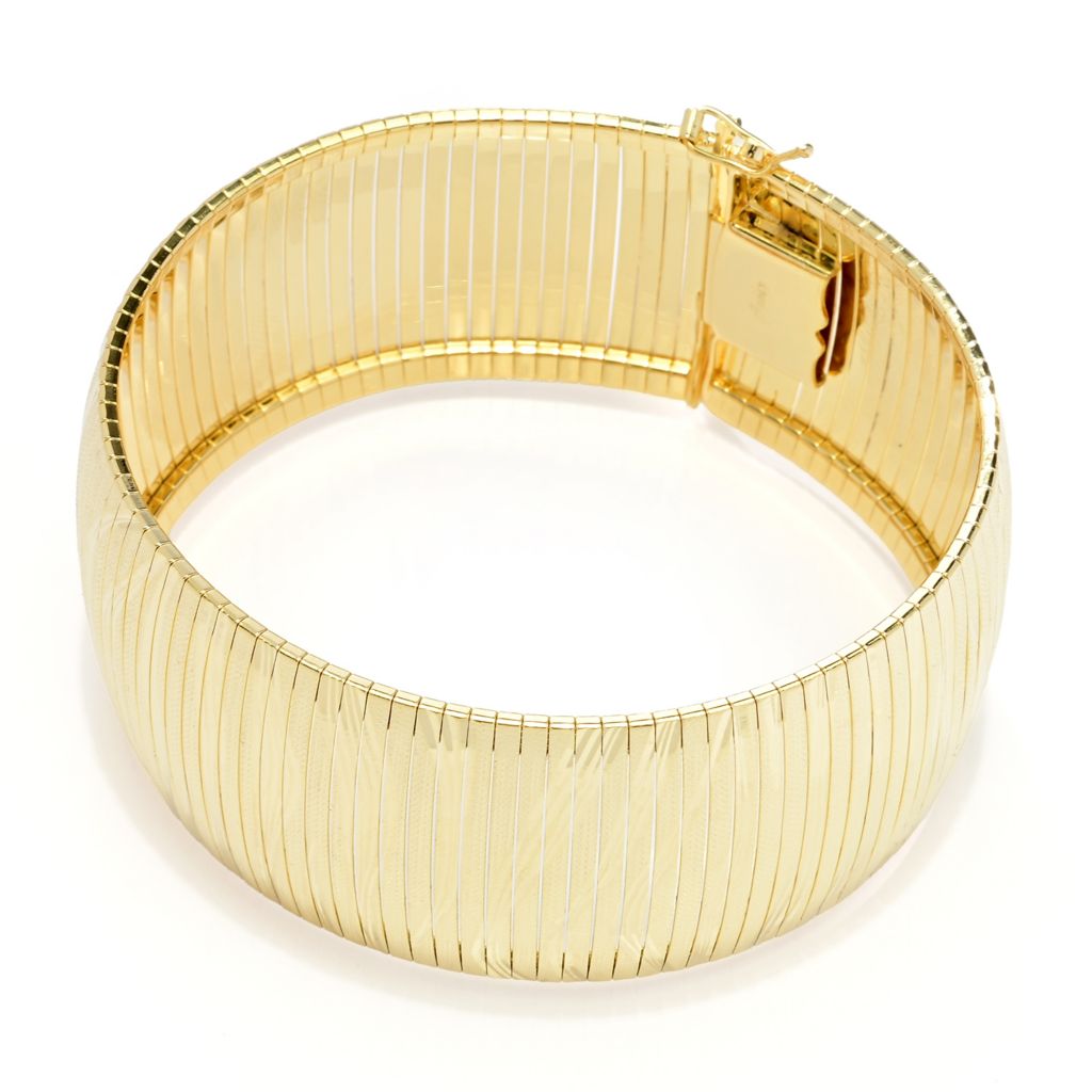 Toscana Italiana 18K Gold Plated "Tigre" Textured Wide Cuff Bracelet by Steals