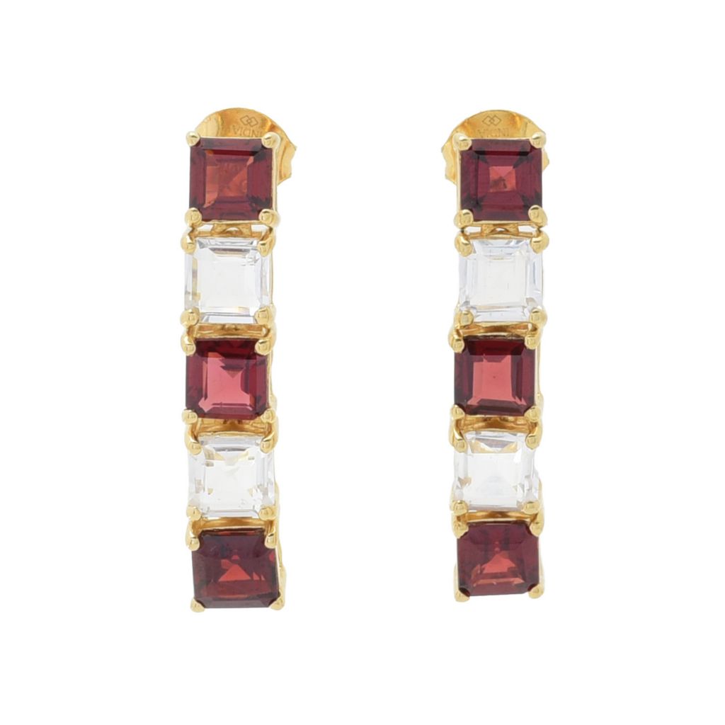 Gem Treasures 18K Vermeil 8.04ctw Garnet & White Topaz Drop Earrings by Steals