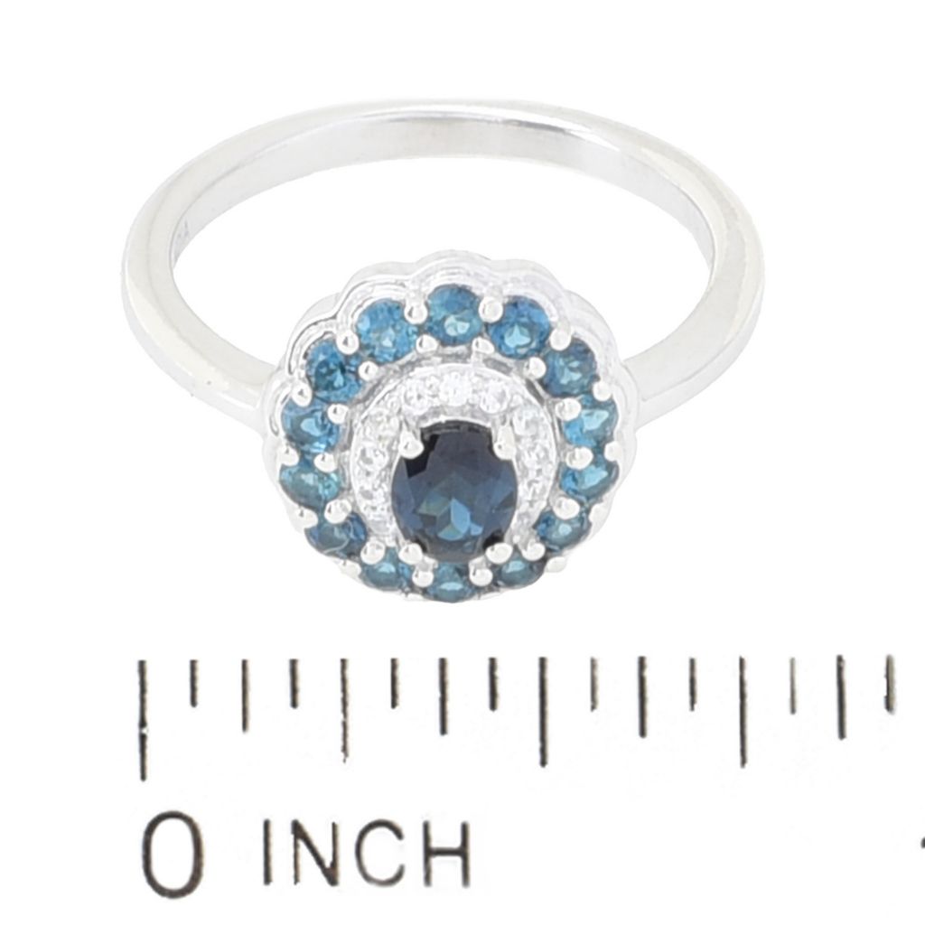 Gem Treasures 1.02ctw Indicolite & White Zircon Double Halo Ring by Steals