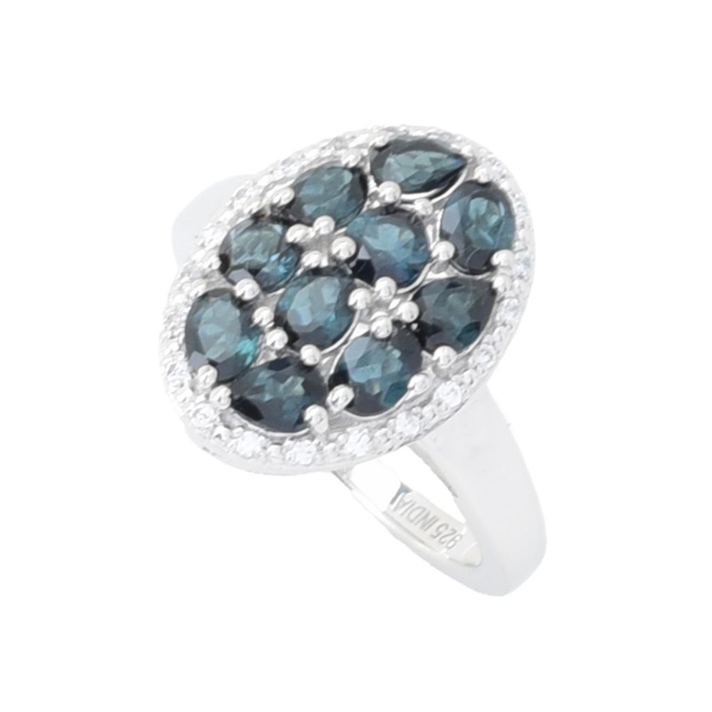 Gem Treasures 2.04ctw Mixed Cut Indicolite & Zircon Cluster Ring by Steals