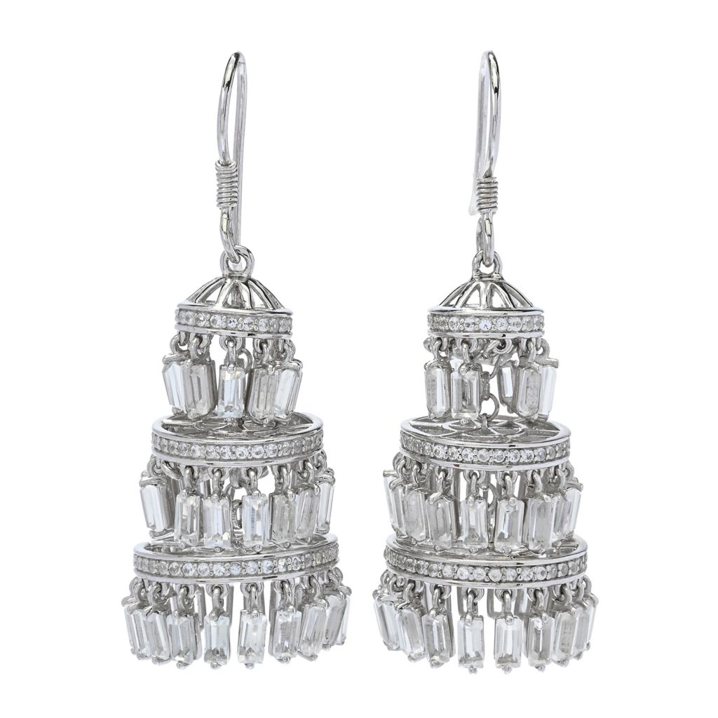 Gem Treasures 14.73ctw White Topaz Tiered Chandelier Drop Earrings by Steals