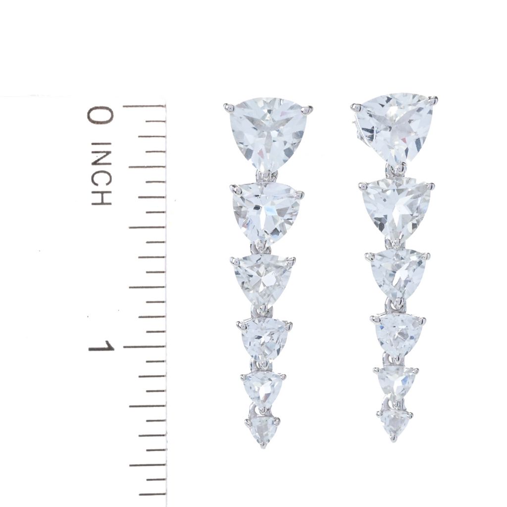 Gem Treasures 11.36ctw Trillion Cut Graduated White Topaz Earrings by Steals