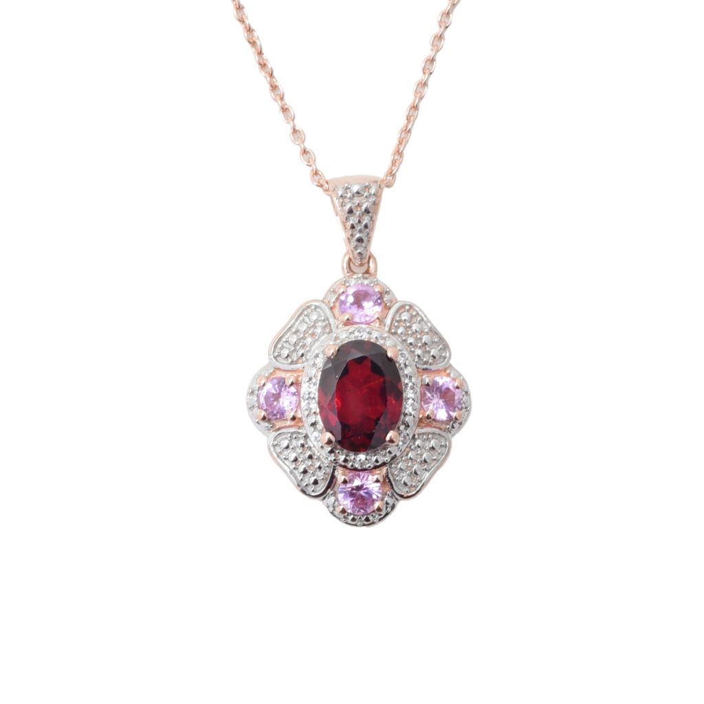 Gem Treasures "Sweetheart" 1.11ctw Garnet, Pink Sapphire & Zircon Pendant by Steals