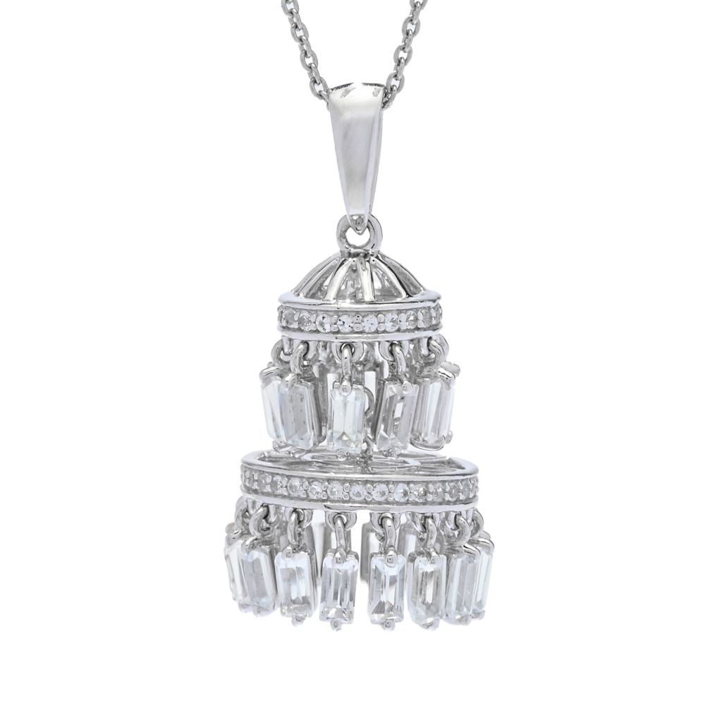 Gem Treasures 4.34ctw White Topaz Chandelier Pendant w/ 18"+2" Chain by Steals