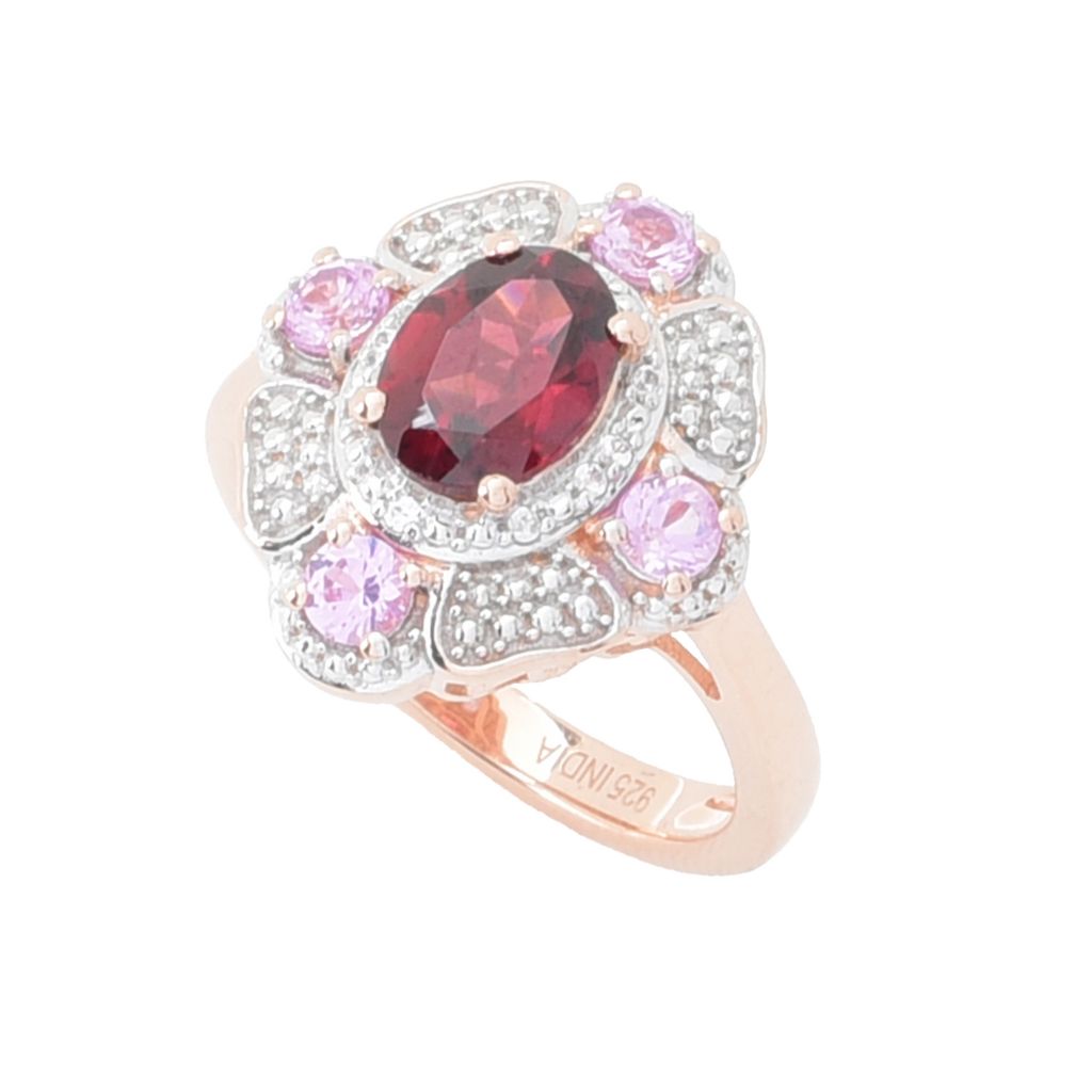 Gem Treasures "Sweetheart" 1.11ctw Garnet, Pink Sapphire & Zircon Ring by Steals