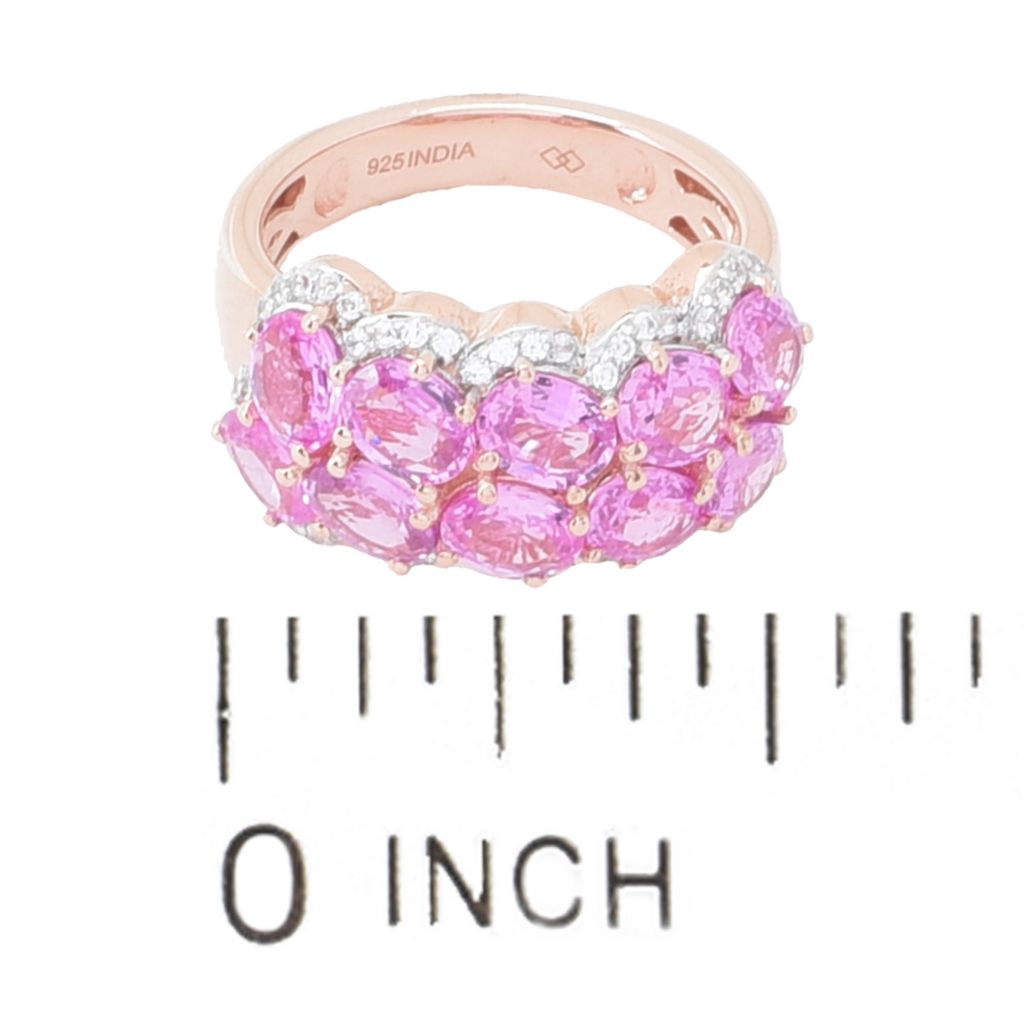 Gem Treasures 4.74ctw Pink Sapphire & White Zircon Double Row Ring by Steals