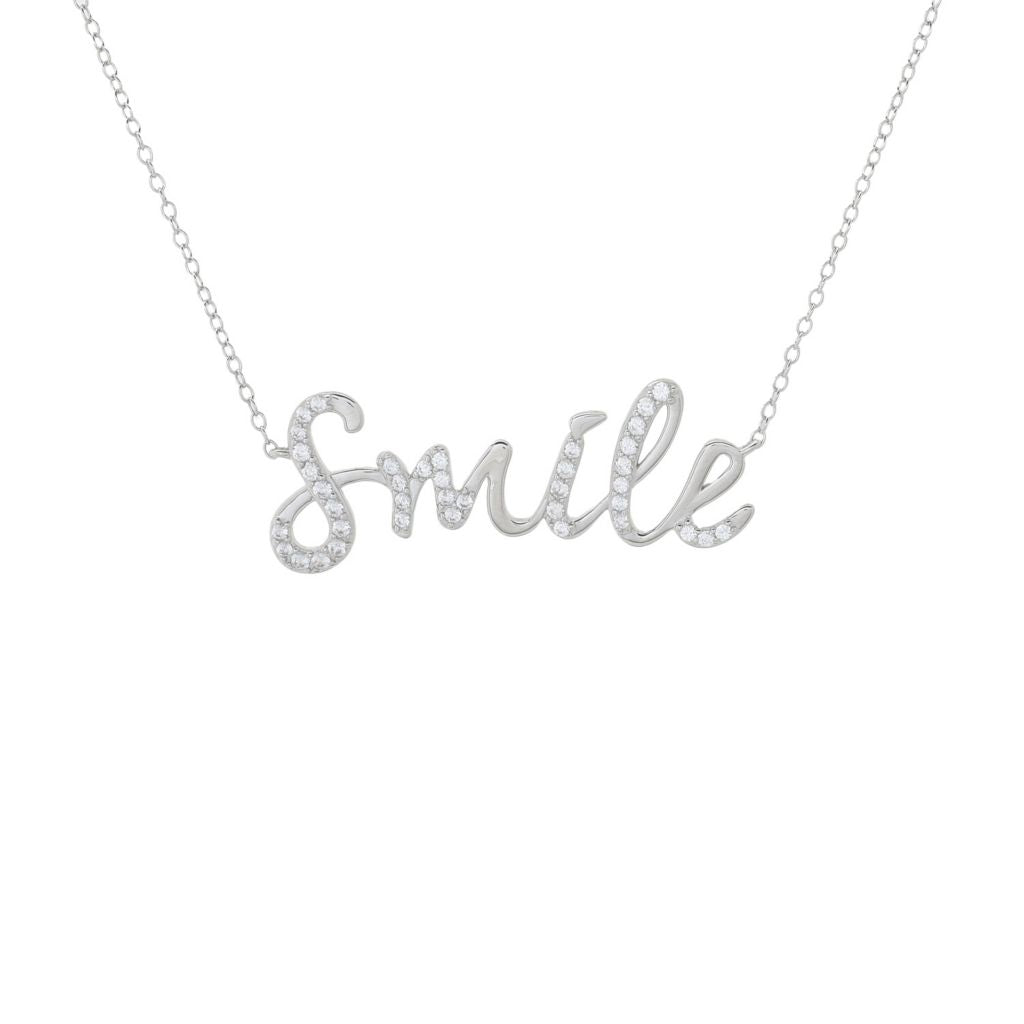 Platinum Plated White Zircon Inspirational Word 18"+2" Necklace by Steals