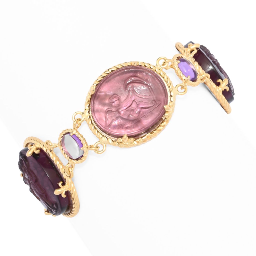 Tagliamonte 18K Gold Plated Venetian Glass Cameo & Gem Bracelet by Steals