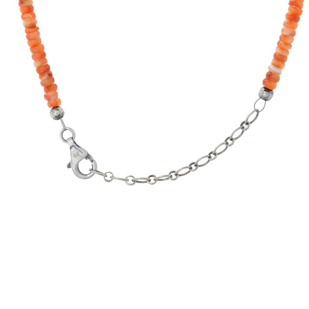 Southwest Elements 4mm Orange Spiny Oyster & Navajo Pearl Necklace by Steals