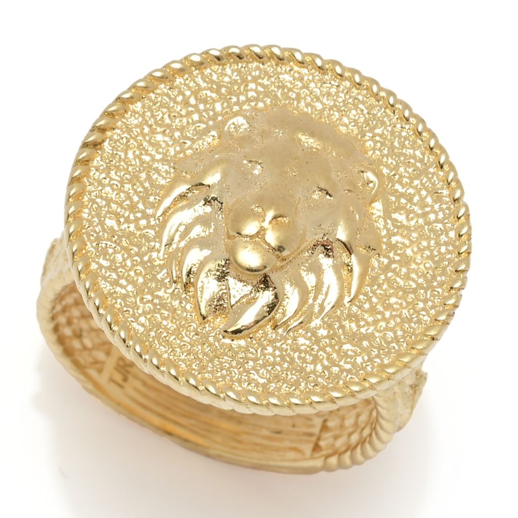 Passport to Turkey Gold Plated Textured & Polished Lion Statement Ring by Steals