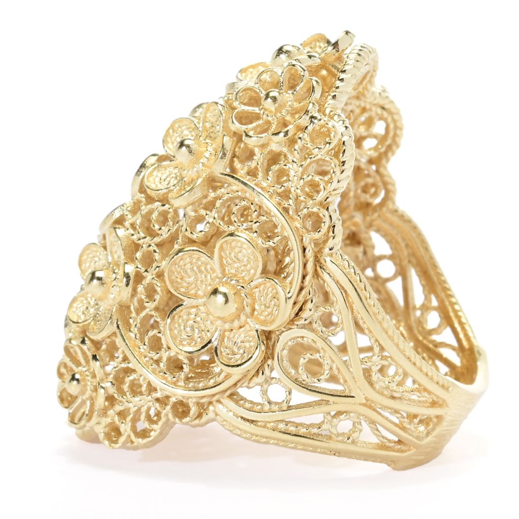 Passport to Turkey Gold Plated Filigree Detailed Flower Dome Ring by Steals