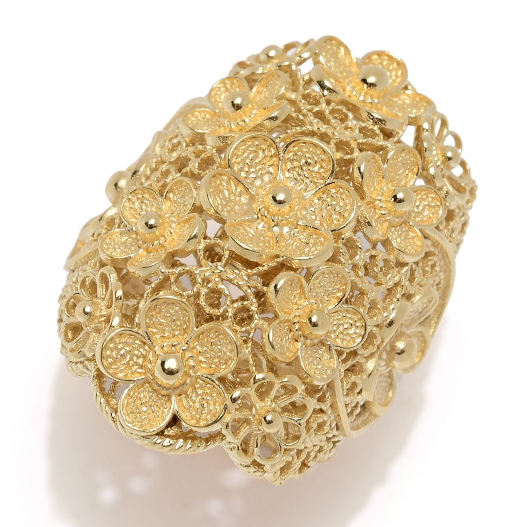 Passport to Turkey Gold Plated Filigree Detailed Flower Dome Ring by Steals