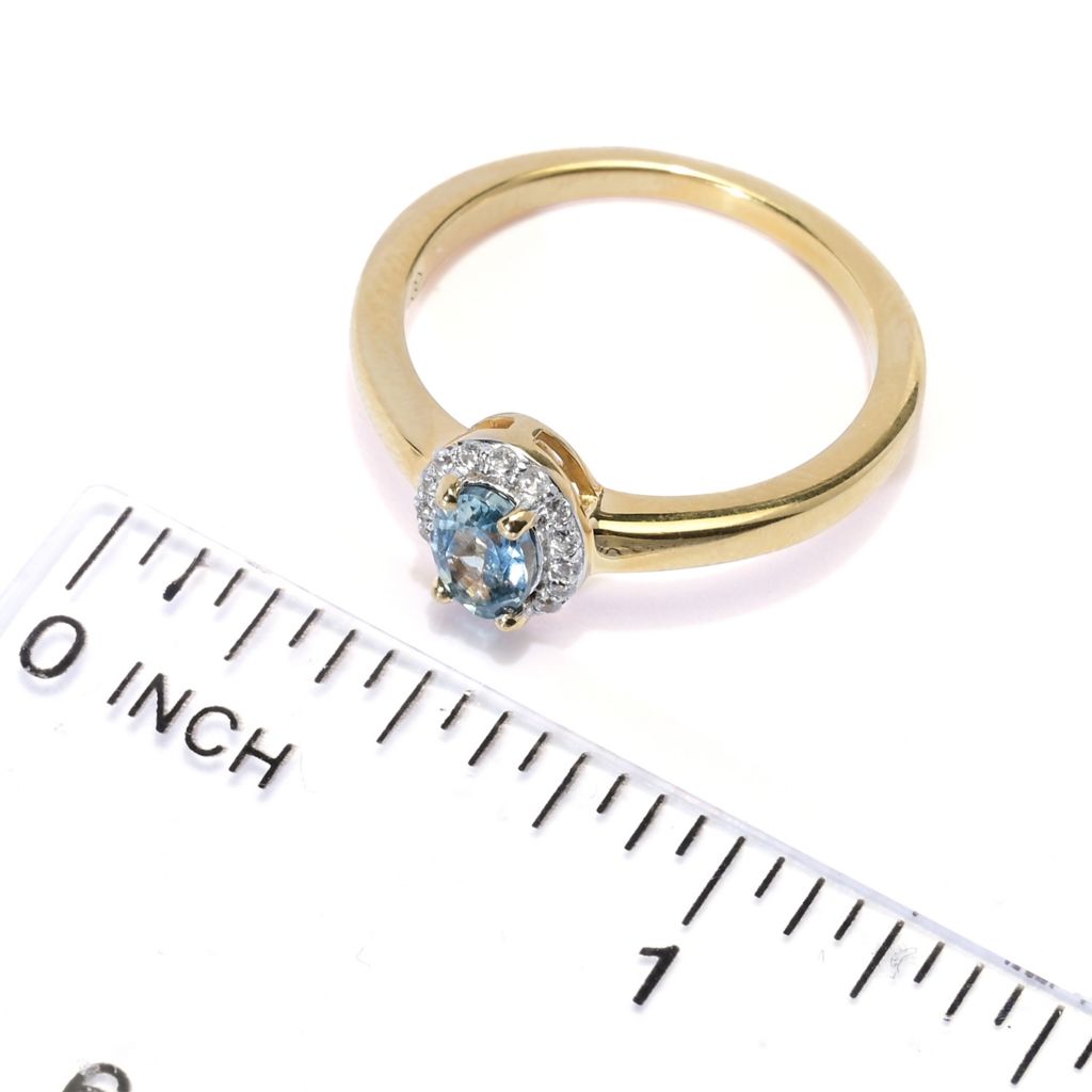 Gem Treasures 0.66ctw Oval Montana Sapphire & White Zircon Halo Ring by Steals