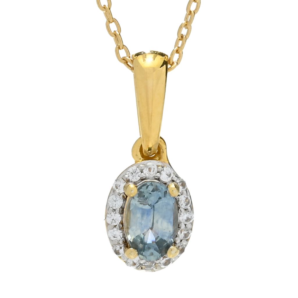 Gem Treasures 0.66ctw Oval Montana Sapphire & Zircon Pendant w/ Chain by Steals