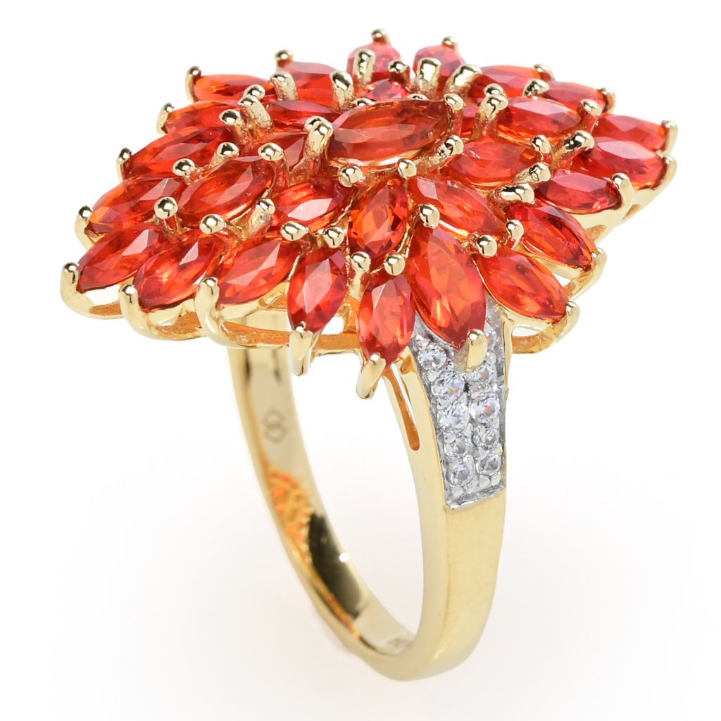 Gem Treasures 2.70ctw Crimson Fire Opal & Zircon Waterfall Ring by Steals