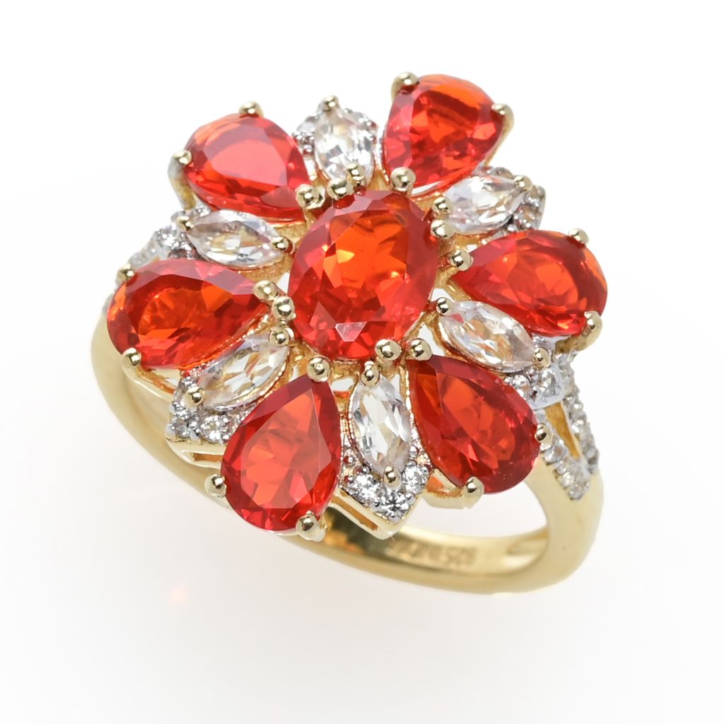 Gem Treasures 2.97ctw Crimson Fire Opal, Topaz & Zircon Ring by Steals