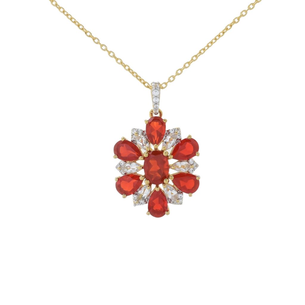 Gem Treasures 2.95ctw Crimson Fire Opal, Topaz & Zircon Pendant by Steals