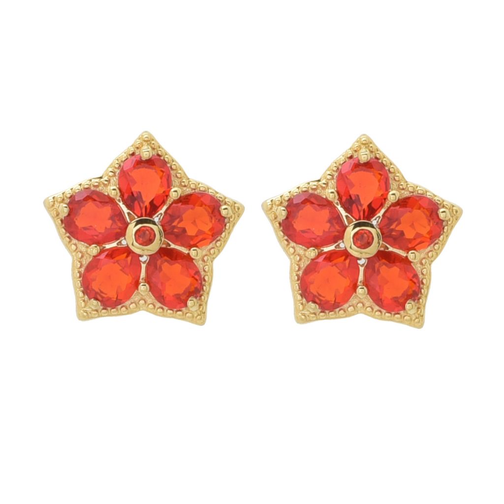Gem Treasures 2.24ctw Crimson Fire Opal 6-Stone Cluster Stud Earrings by Steals