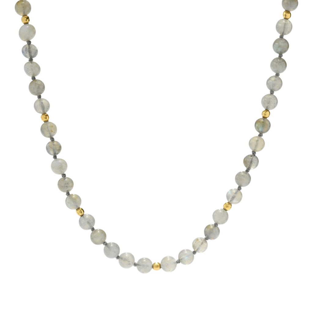 Gem Treasures 18K Vermeil Choice of Gemstone Bead Strand Necklace by Steals