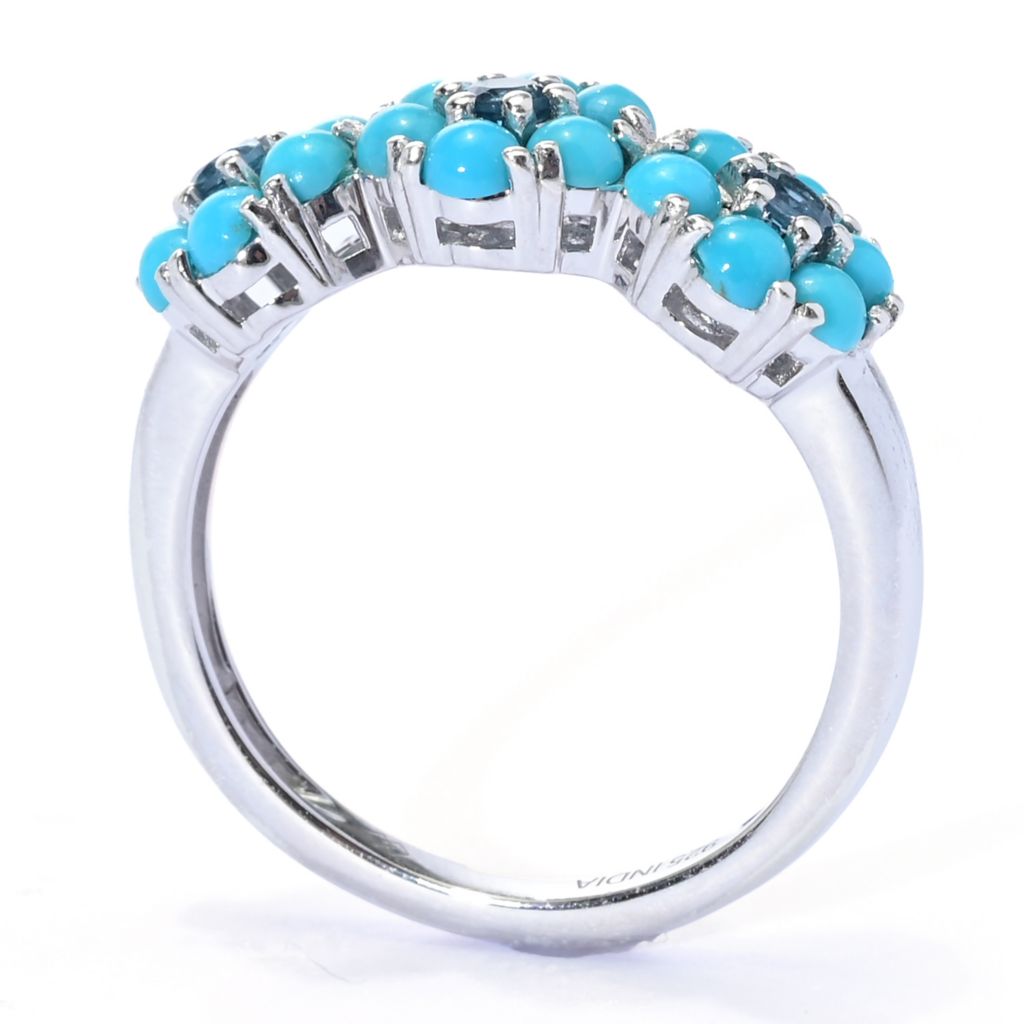 Gem Treasures Sleeping Beauty Turquoise & London Blue Topaz Flower Ring by Steals